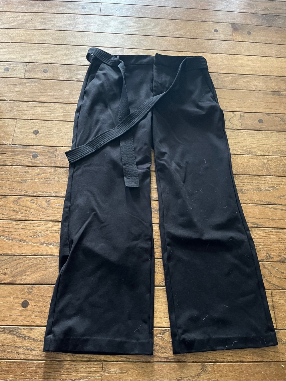 Liverpool Black Wide-Leg Belted Pants